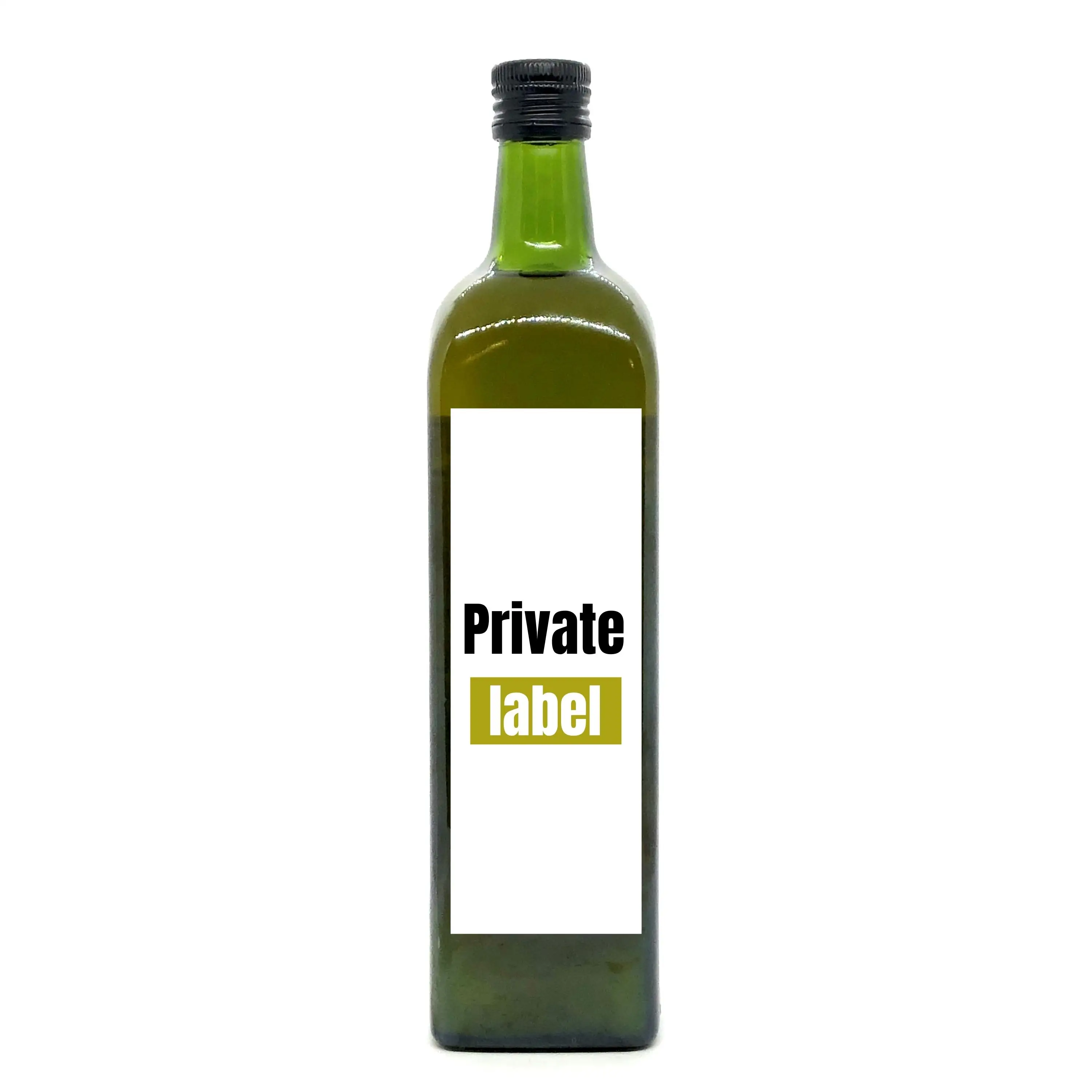 Eigenmarke Erste kaltgepresste spanische Gourmet-1L-Glas marasca grüne Flasche für Gewürz- und Kochen natives Olivenöl