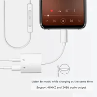 2-in-1 OTG Kopfhörer-Splitter 3,5mm Klinkenadapter Ladekonverter-Kabel für iPhone Smartphone iOS-Geräte
