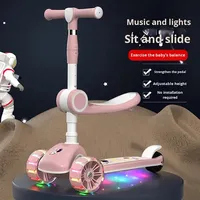 Trottinette 2-en-1 pour enfants avec siège détachable, pliable, hauteur réglable, roues lumineuses – Vente en gros pour le marché européen