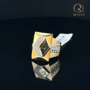 Elegant gold diamond <b>ring</b> for <b>men</b> with unique geometric design bold luxury style statement piece perfect for special occasions - Product Image 2