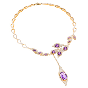 Nouvelle Collection beGems Symbole de l'éternité Collier améthyste en or italien 14K/18K Bijoux de luxe pour femmes - Product Image 1