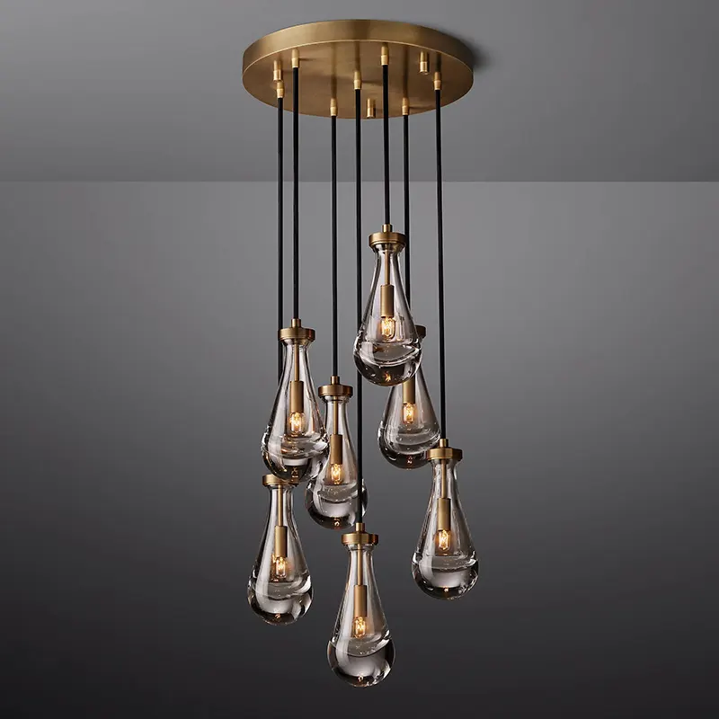 Nouveau modèle 18 "goutte de pluie éclairage suspendu led décoratif luxe restauration d'éclairage PENDANT LAMPE lustre en cristal moderne