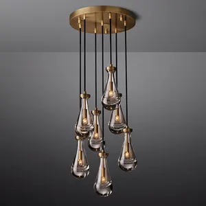 Nuevo MODELO 18 "gota de lluvia iluminación colgante LED iluminación decorativa de lujo restauración lámpara colgante candelabro de cristal moderno