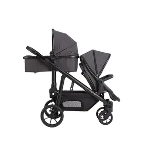 Outdoor Luxury 2 Seats Stroller Wagon Kids Baby Travel Camping Folding Twins Stroller With Canopy
