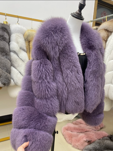 Cappotto in pelle invernale da donna Casual in vera <span class=keywords><strong>pelliccia</strong></span> di volpe, vendita diretta in fabbrica, stile elegante - Product Image 2