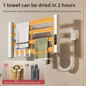 Sèche-serviettes électrique intelligent simple ou double pour salle de bain, en aluminium, <span class=keywords><strong>sans</strong></span> perçage, compatible APP, chauffant et séchant - Product Image 4