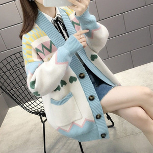 Otoño e invierno, nuevo suéter para mujer, cárdigan, modelos calientes para mujer, cárdigan de punto de viento perezoso diario, Tops - Product Image 3