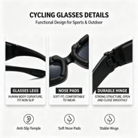 Lunettes de soleil sportives unisexes tendance 2026 personnalisées, coupe-vent, avec coussin d'air, protection UV400, monture intégrale, pour cyclisme, conduite et ski – Vente en gros