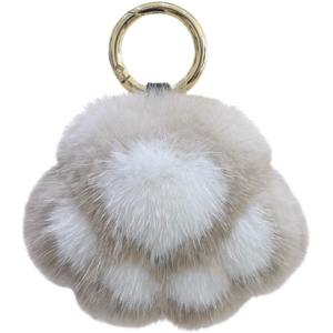 Venda quente Mink Fur <span class=keywords><strong>Cat</strong></span> Paw Plush Charm Bag Pingente Bonito Pata Carro Chaveiro Quarto Festa Decoração Plush Keychain Presente De Aniversário - Product Image 3