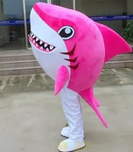 Çizgi film yunus karnaval maskot kostüm, pembe köpekbalığı ve yunus maskot kostüm
