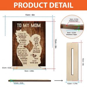 Placa de Madera Personalizada al por Mayor, Grabada, Regalo para el Día de la Madre y del Padre, Decoración para el Hogar, Adorno Artesanal de Madera con Soporte - Product Image 6