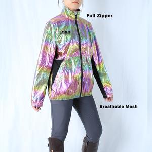 Chaqueta de equitación deportiva para mujer con cuello alto, transpirable, de malla, con cremallera completa, en colores vibrantes. - Product Image 1