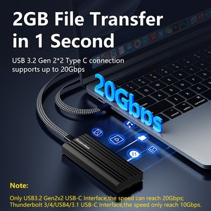 Aluminum M.2 <strong>NVME</strong> PCIE External SSD Case 20Gbps USB3.2 Gen2x2 <strong>USB</strong> 3.2 Gen 2x2 Type-C Type C M.2 <strong>NVME</strong> SSD Enclosure Box <strong>Adapter</strong> - Product Image 3