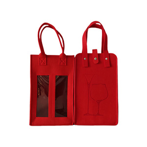 Custom Design Christmas Double Bottle <strong>Felt</strong> Wine Bag <strong>Red</strong> Wine Gift Box Multi-Bottle Holiday Wine <strong>Felt</strong> Tote Bag - Product Image 6