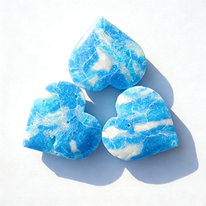 Pierre en larimar artificielle en forme de cœur, imitation larimar bleue, fournitures pour la fabrication de bijoux, cadeau de mariage ou de Saint-Valentin, décoration intérieure - Product Image 3