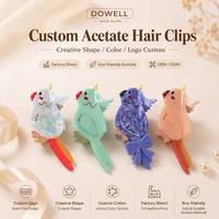 DOWELL Vente en gros Pinces à cheveux en acétate de qualité supérieure en forme d'oiseau de grande taille, accessoires capillaires uniques de style français en forme de squelette de poisson pour femmes