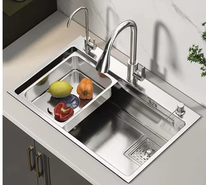 Grifo multifuncional oculto de acero inoxidable grueso, estilo cascada, extraíble, para fregadero de cocina - Product Image 3