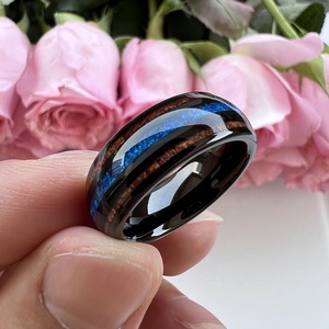 Anillo de Tungsteno Negro de 8mm de Coolstyle Jewelry Wholesale para Hombre y Mujer, Anillo de Compromiso y Boda, Joyería de Moda con Incrustaciones de Ópalo Azul y Madera <span class=keywords><strong>Koa</strong></span> - Product Image 5