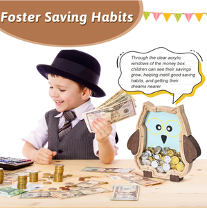 고품질 투명 나무 올빼미 저금통 (동전 보관 가능) - 친환경적이고 휴대 가능 - Product Image 5