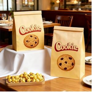 Sac d'emballage alimentaire en papier kraft avec logo personnalisé, fenêtre transparente, fermeture à lien métallique, pour biscuits, pop-corn, pain, format vertical - Product Image 6