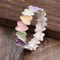 Nueva Pulsera de Moda para Mujer con Forma de Corazón, Brazalete de Lujo Ajustable con Esmalte Colorido