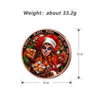 Pièce de monnaie personnalisée en cuivre fin 999 de 1 once, motif Dia De Los Muertos Santa Queen, pièce de défi en métal gaufrée pour Noël