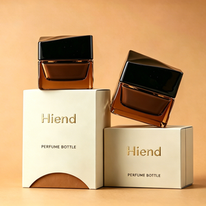 Pot à crème en <span class=keywords><strong>verre</strong></span> ambré facetté de luxe avec couvercle noir élégant, emballage haut de gamme pour crème anti-âge pour le visage - Product Image 2