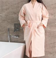 Peignoir classique 100% coton gaufré, luxueux, élégant, doux, léger, thermique, respirant, pour hôtel et complexe hôtelier