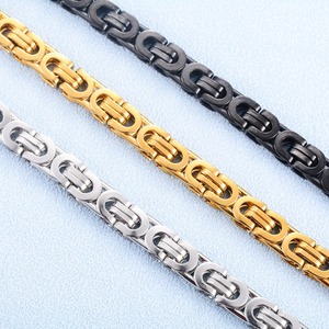 Pulsera de Cadena Bizantina de Acero Inoxidable Gruesa de 8.5mm para Hombre, Cadena de Mano Pesada, Estilo Hip Hop Rock Punk, Joyería Metálica para Hombre - Product Image 2