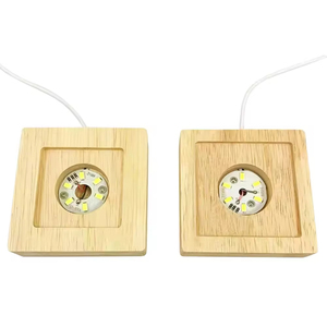 <strong>Table</strong> Led Lamp Square Wooden Base <strong>Table</strong> Led Lighting Bracket Lighting 3D Crystal Lamp Bracket Remote Control Color <strong>Change</strong> Touch - Product Image 1