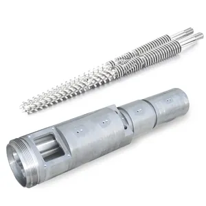 Conical twin screw with barrel for extruder