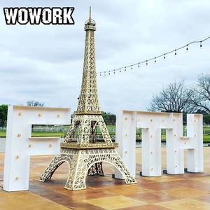 WOWORK Accessoire <span class=keywords><strong>de</strong></span> mariage Grandes lettres <span class=keywords><strong>PARIS</strong></span> lumineuses <span class=keywords><strong>de</strong></span> 8 et 10 pieds avec tour Eiffel comme pièce maîtresse pour la décoration <span class=keywords><strong>de</strong></span> fond d'événement - Product Image 4