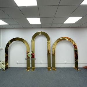 Vente chaude Cadre de <span class=keywords><strong>fond</strong></span> plaqué or Accessoires de mariage en fer Décoration de mariage Arche de mariage en acier inoxydable Fournitures pour anniversaire - Product Image 3