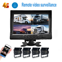 Moniteur 9 pouces IPS 4CH Écran quadruple divisé Entrée caméra AHD Pleine couleur Enregistreur vidéo de sécurité pour véhicule 4G/WiFi/GPS à distance