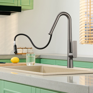 Kitchen Sink Faucet Single Handle Pull Out <b>Spray</b> Modern Deck <b>Mounted</b> 2.0-2.9gal/m Ceramic Valve Core - Product Image 3