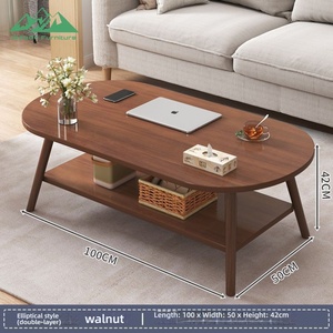 <span class=keywords><strong>Mesa</strong></span> de Centro Ovalada de Madera Maciza Wayon <span class=keywords><strong>con</strong></span> <span class=keywords><strong>Estante</strong></span> Inferior de Almacenamiento, Ideal para Guardar Libros, Computadoras Portátiles y Artículos de Decoración para el Hogar - Product Image 4