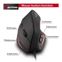 ZELOTES T-20 Mouse Kabel Vertikal Ergonomis Dapat Diisi Ulang 3200DPI Opsional Mouse Gaming Portabel untuk Laptop PC Komputer