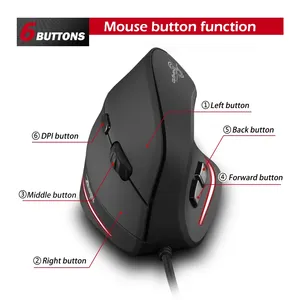 Ratón Vertical con Cable ZELOTES T-20, Ergonómico, Recargable, 3200DPI Opcional, Ratón Portátil para Juegos, para Computadora Portátil y PC - Product Image 4