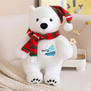 Juego de Decoración Navideña de Oso Polar Suave, Oso de Peluche con Gorro de Santa, Juguetes de Peluche, Decoración para el Hogar, Regalos para Niños y Adultos - Product Image 3