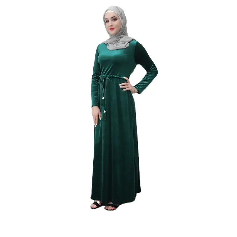 latest hot Sale Islamic velvet maxi Dress Islamic Daily Wear Muslim Dresses silm women ethnic dress wholesale