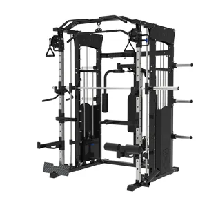 Peralatan Olahraga Pelatih Smith Mesin Power Cage Squat Rack Rumah Menggunakan Peralatan Fitness Mesin Smith Multifungsi
