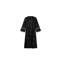 Cárdigan de talla grande con bordado de aros para mujer, negro, con dobladillo acampanado, estilo étnico, invierno 2025, vestido elegante para comercio exterior