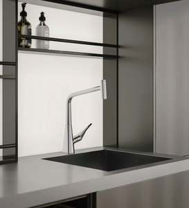 Meubles de salle de bain avec lavabo et panier, série gris mat, style minimaliste italien - Product Image 2