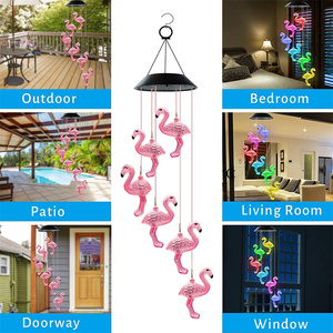 Carillons éoliens rustiques solaires Flamingo Garden Decor Yard Mom Women Girl Love Gift Night Lamp Led Lights Outdoor Solar Wind Chime - Product Image 5