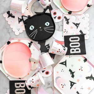 Halloween Party Black Kitty Cat Head shaped Paper Plates Customization
