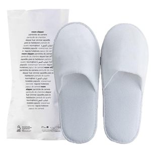 Ciabatte monouso bianche in spugna di cotone con suola in EVA, confezionate in coppie, confezione in carta - Product Image 4