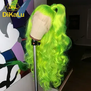 HD Lace 13x4 Human Hair Fluorescent Green Human Hair Wigs Lace Frontal Wigs Blonde 613 Colored Lace Closure Wigs 8-40 Inch