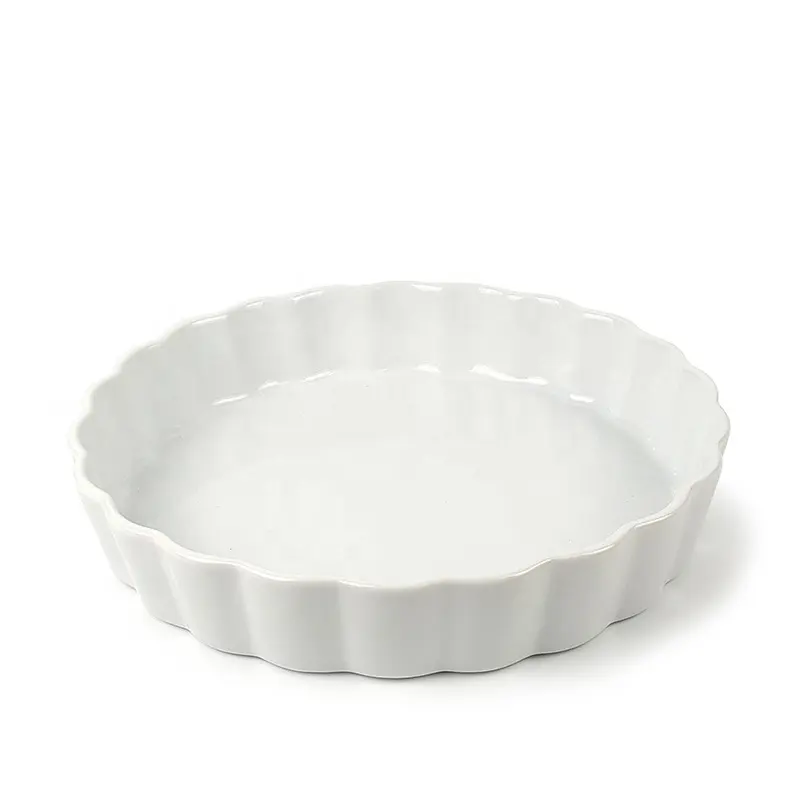 Trang Trại Hiện Đại Phong Cách Rickrack Shape Không Dính Vòng Apple Quiche Màu Rắn Sâu Pie Pan Món Ăn Gốm Baking Pie Chảo Set