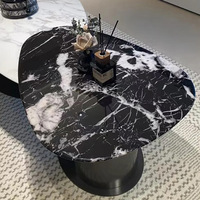 Table basse italienne moderne minimaliste en marbre, meubles de salon, table basse haut de gamme de forme irrégulière