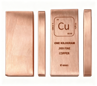 Barres de cuivre d'investissement de 1 oz, 10 oz, 1 kg, lingots de cuivre pur pour la vente en gros